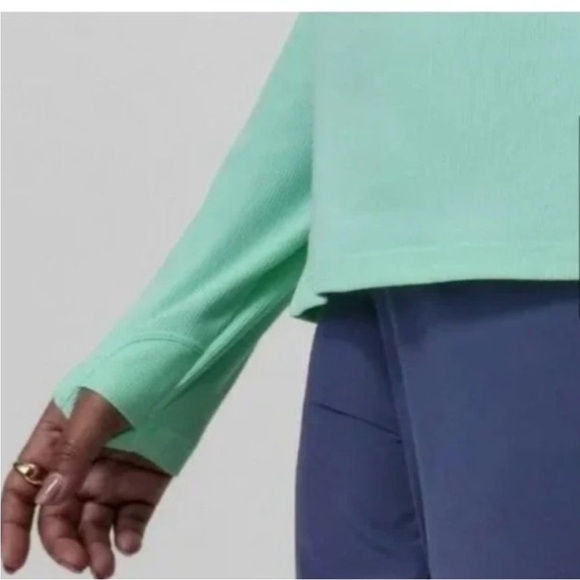 Athleta Uptempo Ribbed Henley Pullover Top, Women’s Medium, Seafoam/Mint Green - Picture 3 of 13